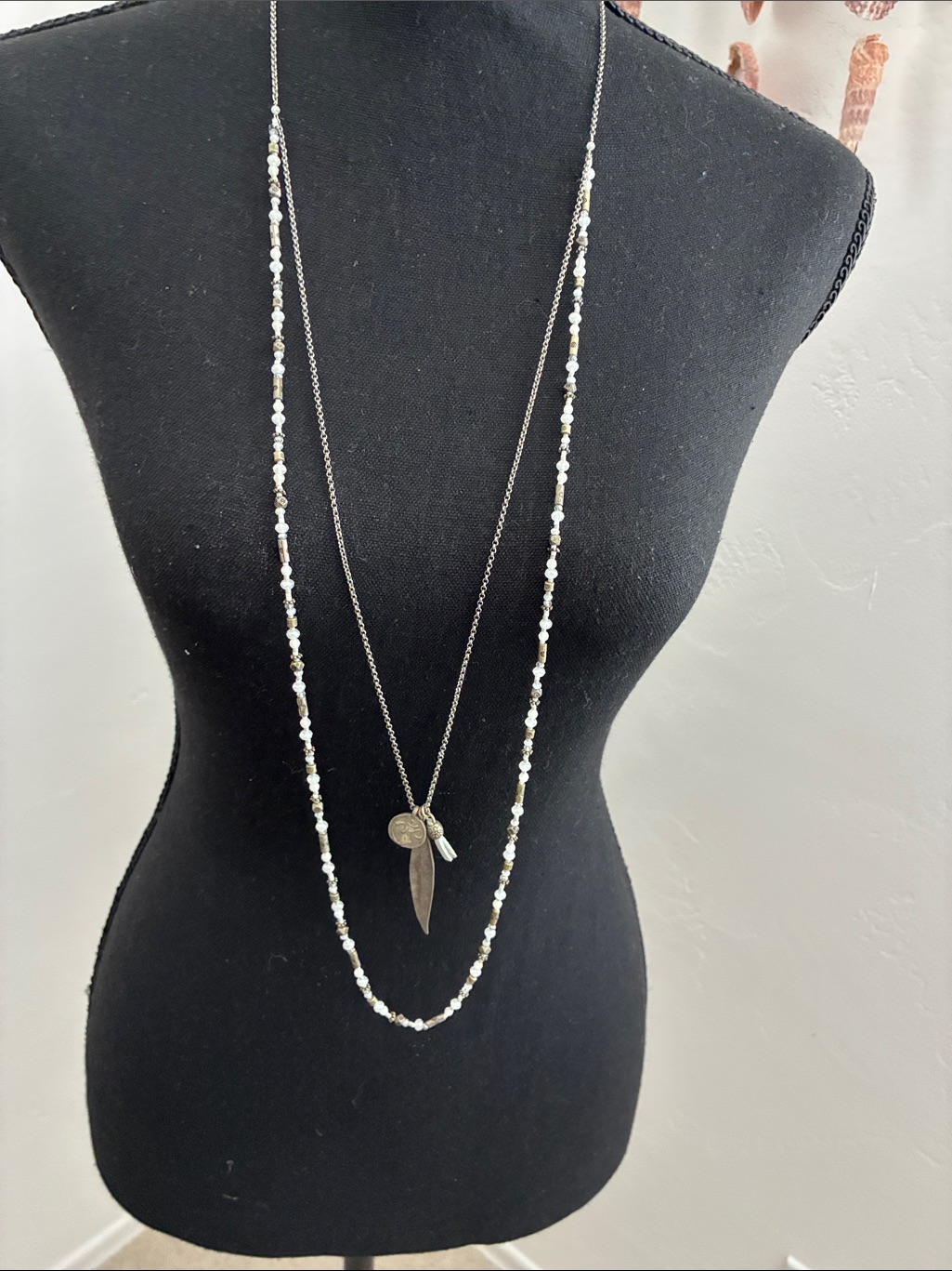 Delicate White Bead Layered Necklace Set